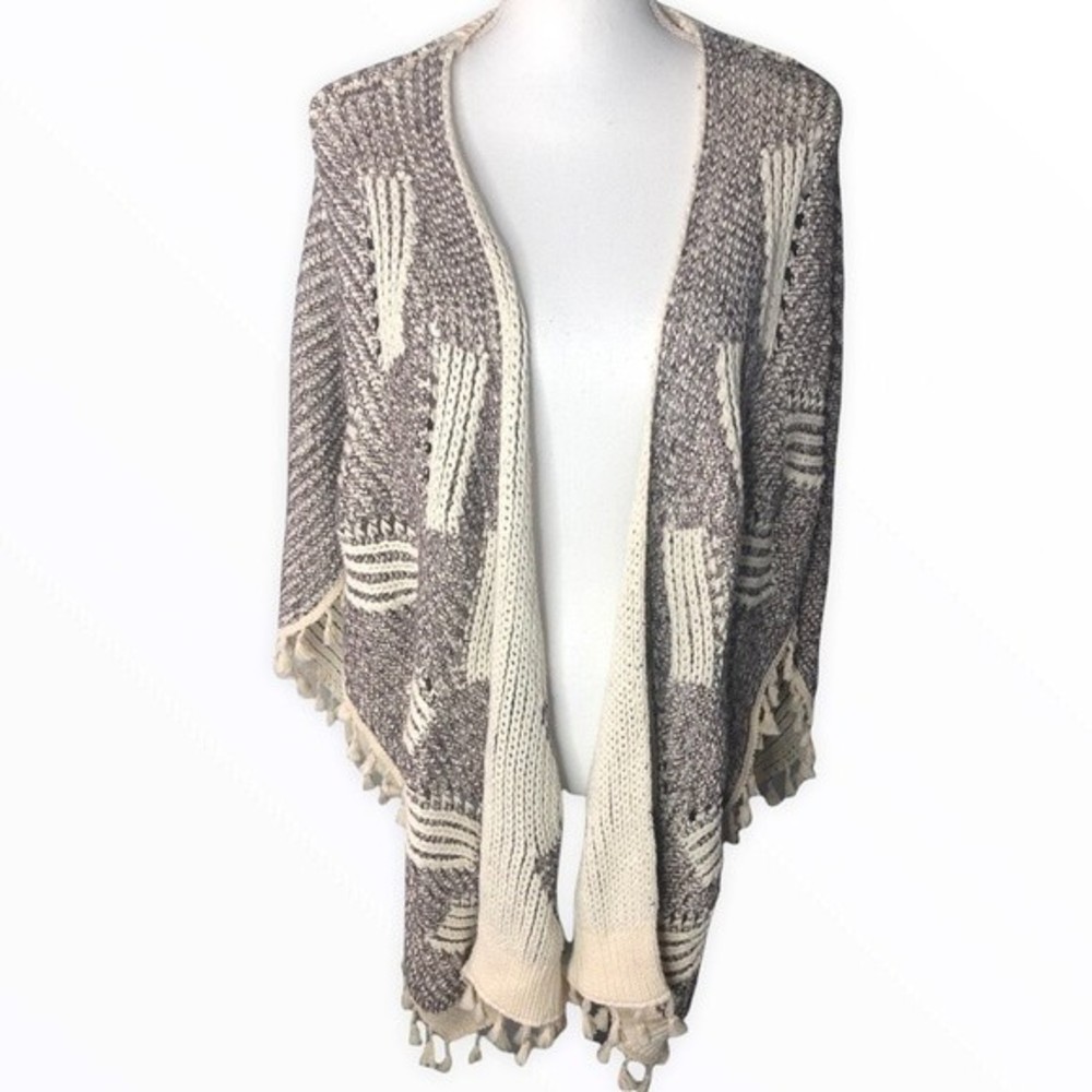 Anthropologie Blanket Wrap Fringe Kimono